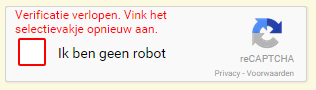 Het captcha verlopen element